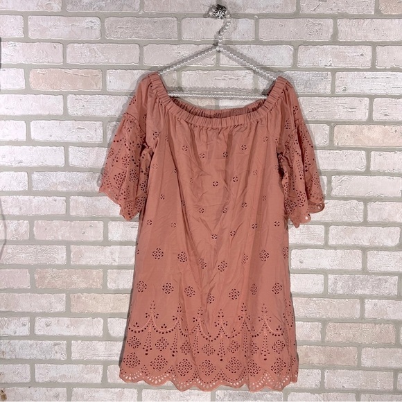 Madewell Eyelet Off The Shoulder Dress in Dusty Clay Size 6 - Picture 5 of 12